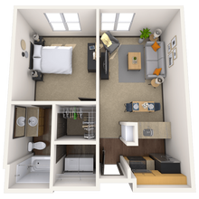 Traditional 1x1 530-761 SF 4014 floor plan
